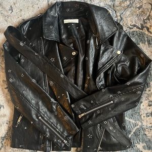 constellation black leather jacket